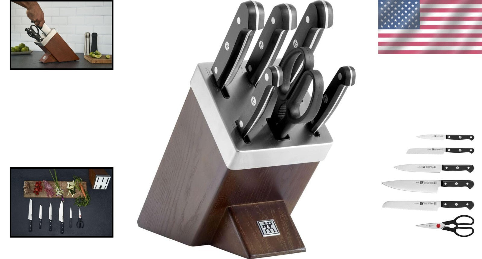 Premium 7-Piece Knife Block Set with Self-Sharpening Design & Ergonomic Handles