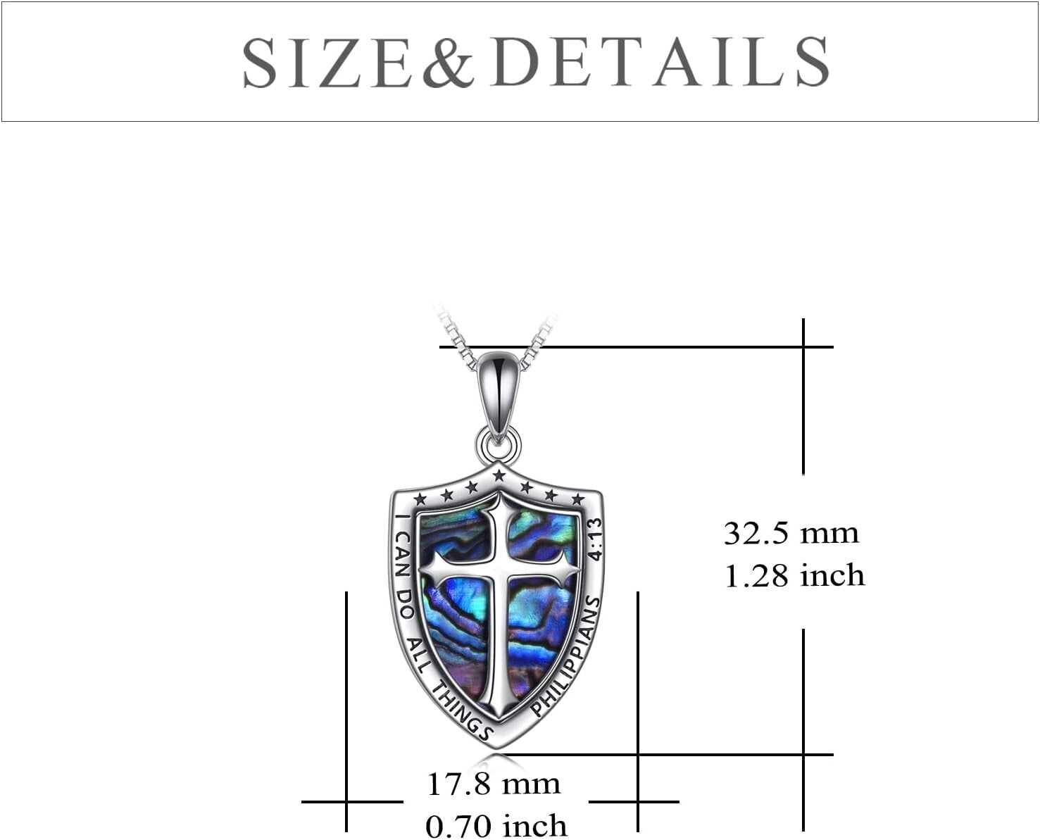 Adjustable Sterling Silver Shield Armor Cross Pendant Necklace for All Occasions