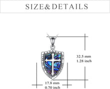Load image into Gallery viewer, Adjustable Sterling Silver Shield Armor Cross Pendant Necklace for All Occasions
