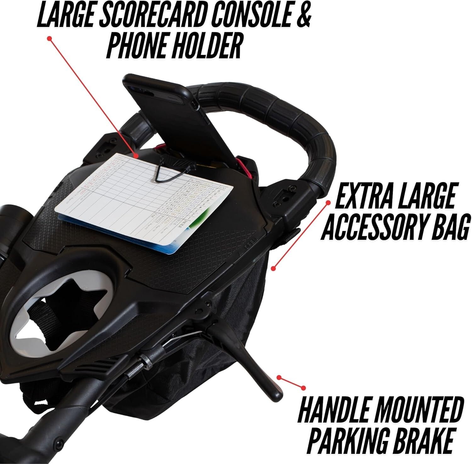 Durable Compact Golf Push Cart - Innovative Folding with Cup & Umbrella Holder