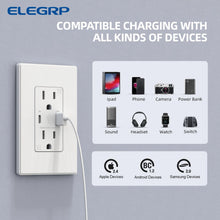 Load image into Gallery viewer, Universal 15 Amp Wall Outlet with Fast USB Charging - White Finish, Easy Install