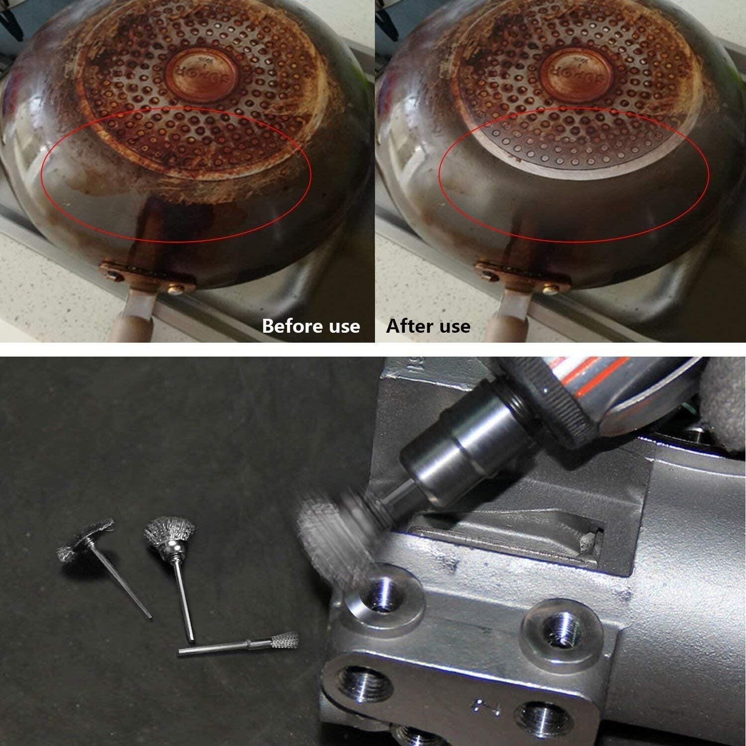 Heavy-Duty 300-Pack Wire Brushes with Sturdy Handles for All Rotary Tools