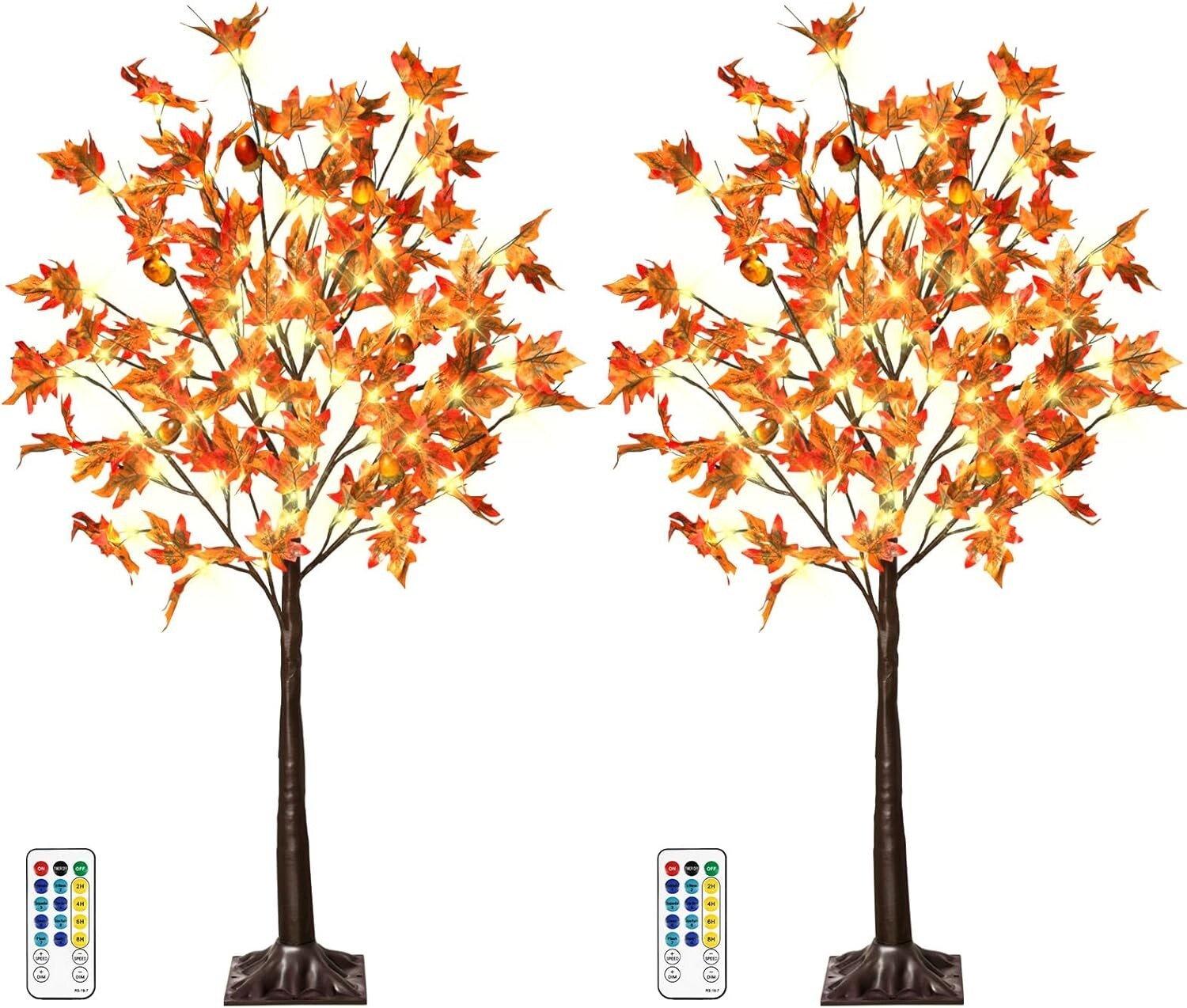 4FT Lighted Maple Trees - 8 Modes, 2 Pack Indoor/Outdoor Thanksgiving Decor