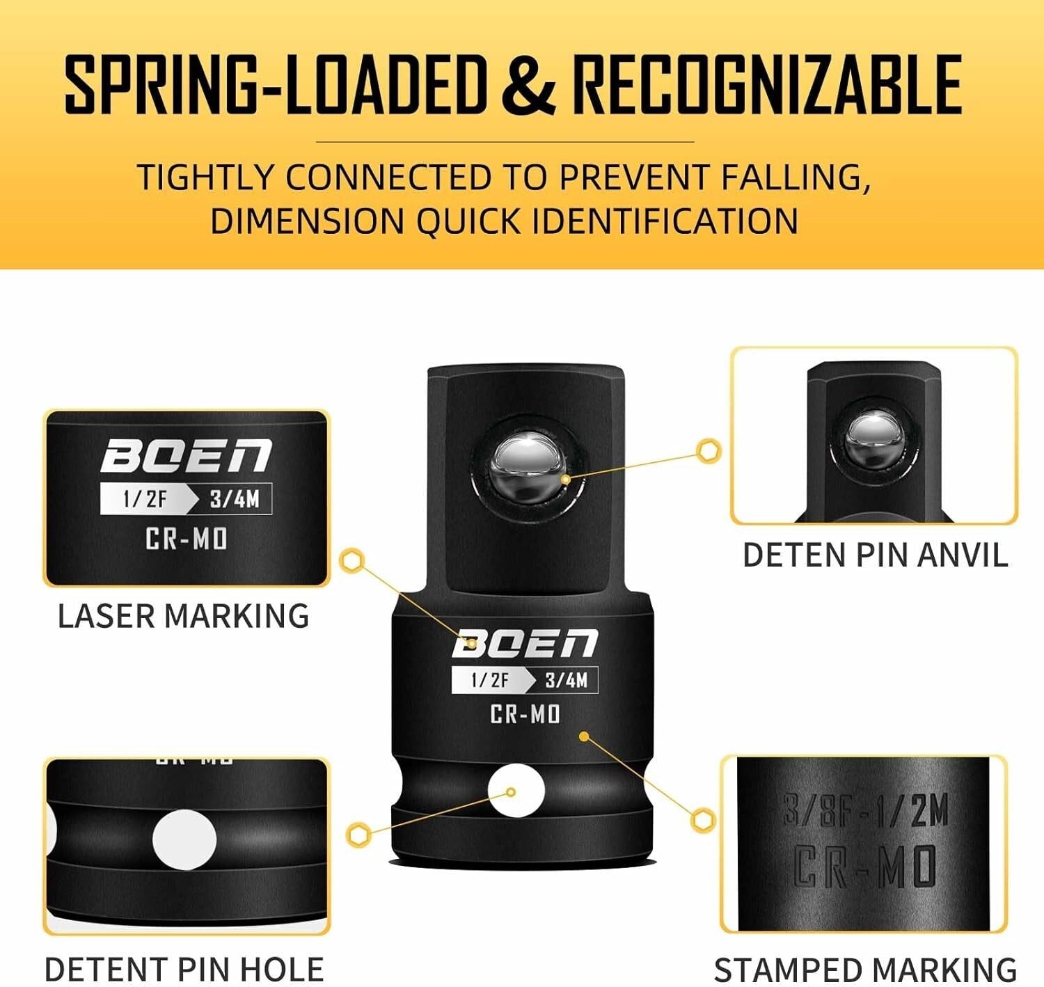 Durable 10-Piece Socket Adapter Set with Blow-Molded Storage - Heavy-Duty