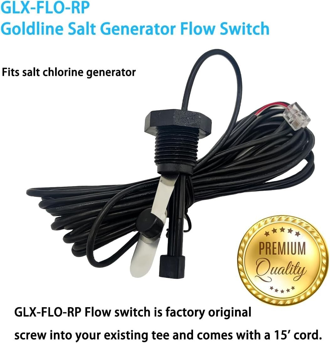 Durable Salt Cell Flow Sensor with 15 ft Cable - Easy Install for Pool Systems