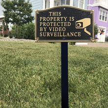 Load image into Gallery viewer, Durable 375 mil Aluminum Garden Sign: Video Surveillance Notice with Lawn Stake