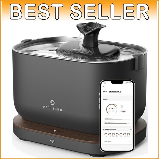 App-Enabled Pet Water Fountain - 2.5L Stainless Steel with Health Monitoring