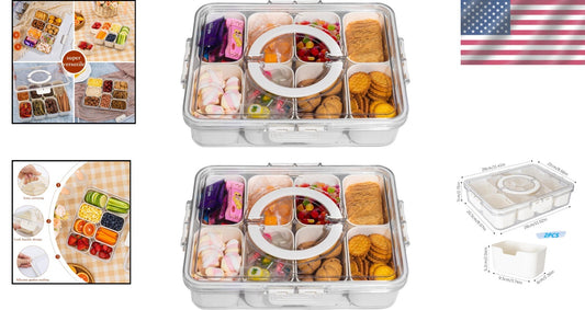 BPA-Free Portable Snack Serving Tray with Lid - Perfect for Picnics & Travel