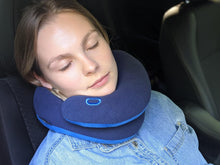 Load image into Gallery viewer, Adjustable Travel Neck Pillow with Double Support and Washable Carry Bag - Navy