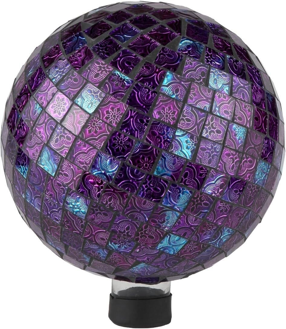 Enchanting Mosaic Gazing Ball - Holographic 10” Centerpiece for Outdoor Beauty