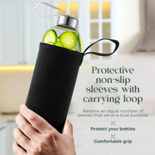 Load image into Gallery viewer, Elegant Wide-Mouth Glass Water Bottles Set of 12 - BPA-Free &amp; Dishwasher Safe