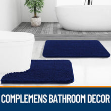Load image into Gallery viewer, Luxurious 40x32 Navy Chenille Bath Rug - Stain Resistant with Quick Dry Feature