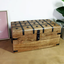 Load image into Gallery viewer, Large Handcrafted Storage Chest with Vintage Iron Lock - 14.5x8x6.75 Inches