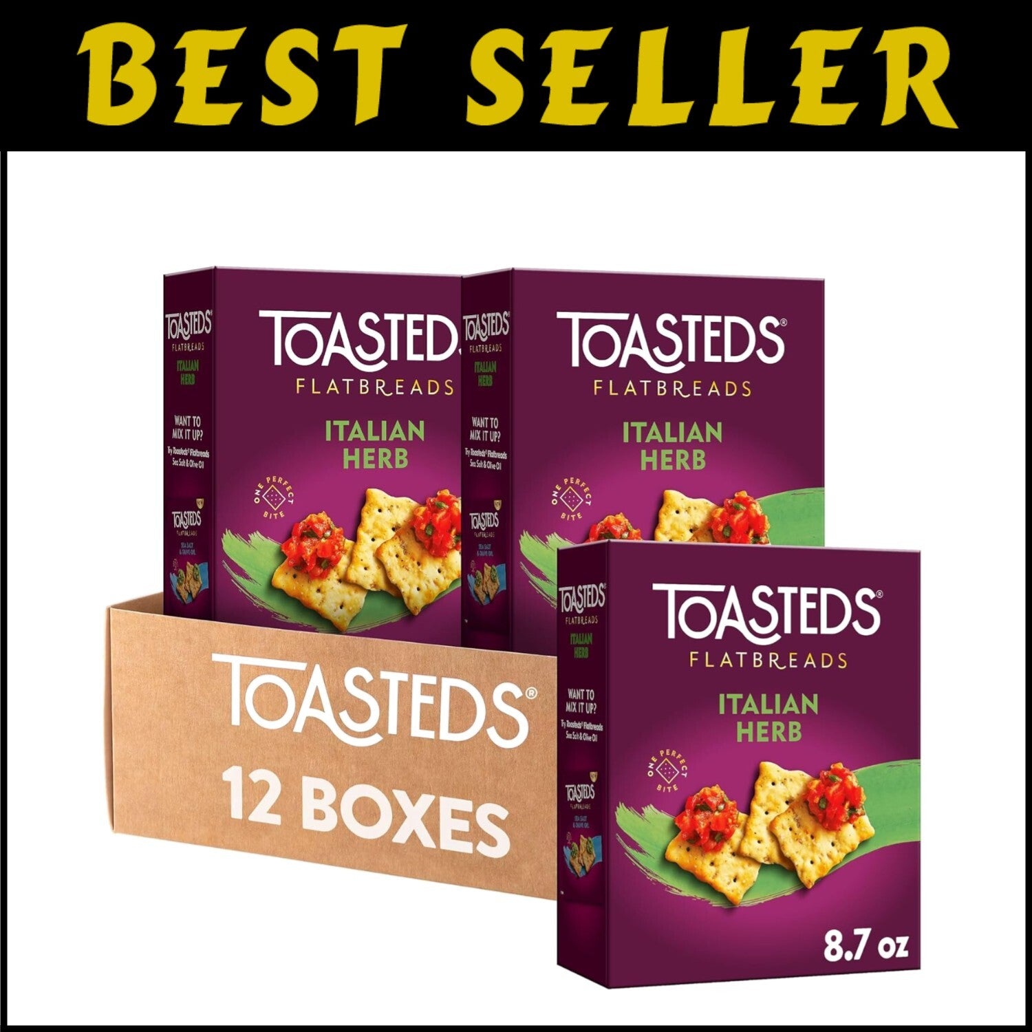 Versatile Italian Herb Flatbreads - Ideal for Dips, Cheese & More - 12 Pack