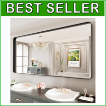 Load image into Gallery viewer, Versatile Horizontal or Vertical Black Metal Bathroom Mirror - Easy Install
