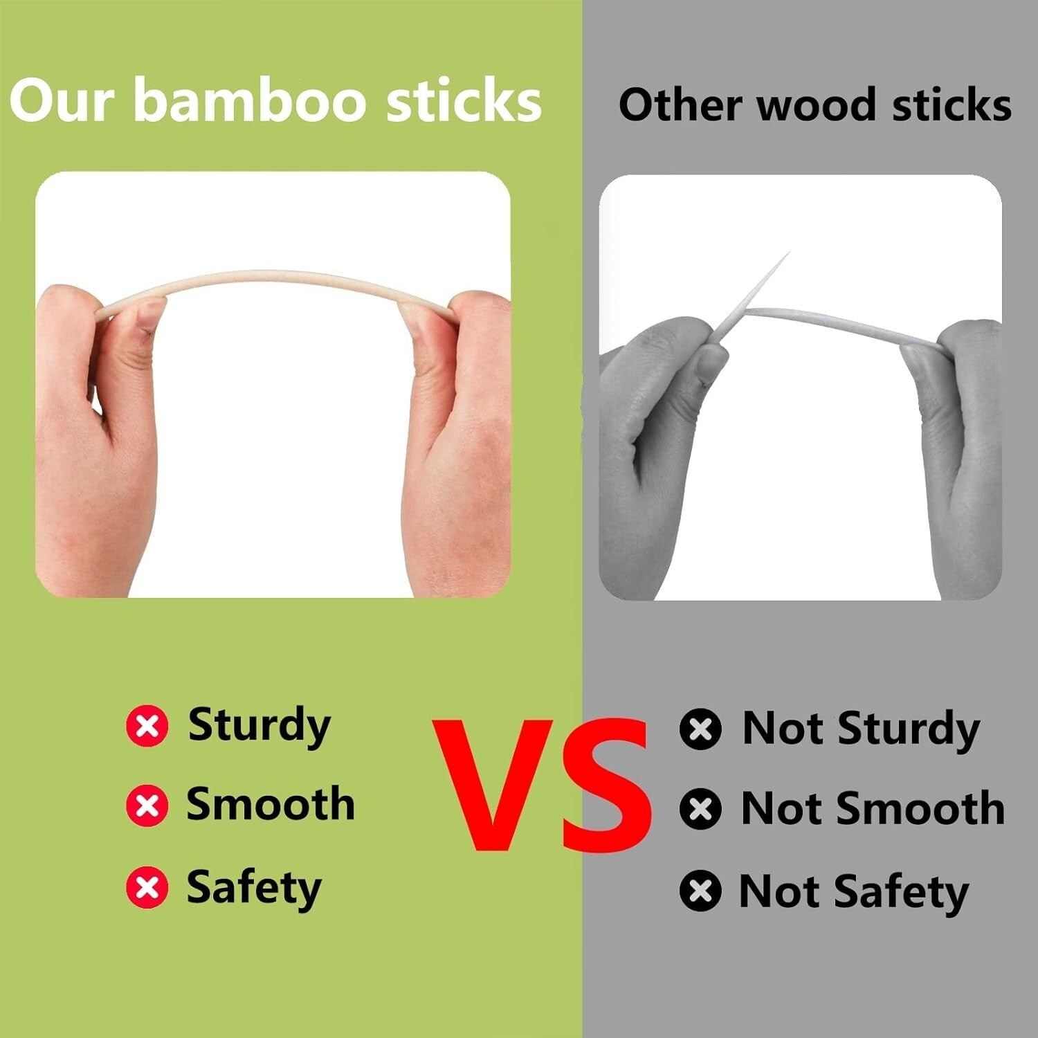 Natural Bamboo Dowel Rods, Pack of 50 - Ideal for DIY Crafts & Building Projects