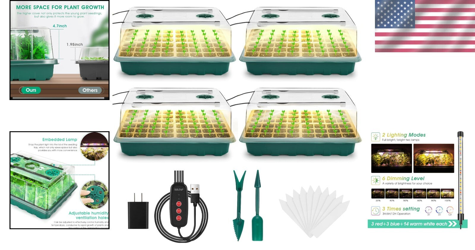 Seedling Starter Kit with Automatic Timer & Humidity Control for Indoor Gardens