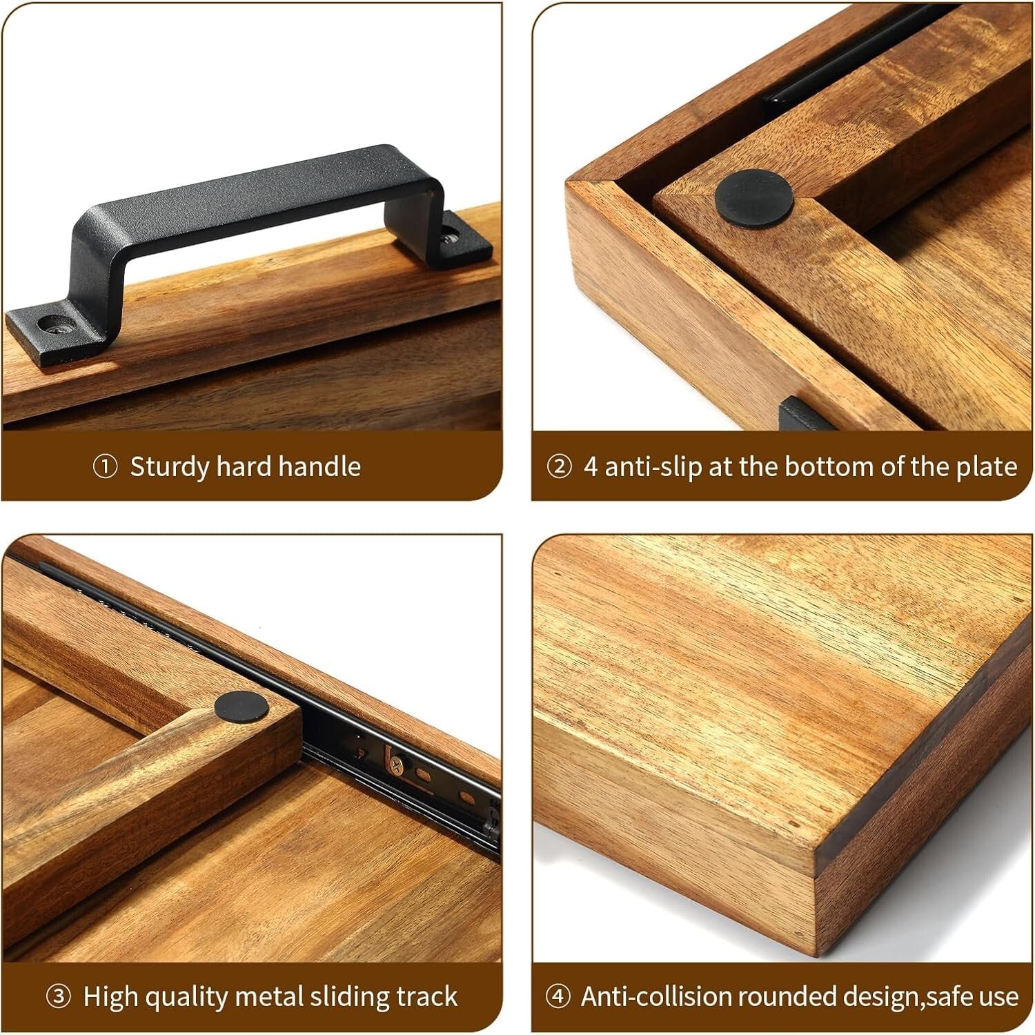 Effortless Acacia Wood Sliding Tray: Organize Your Kitchen Countertop Like a Pro