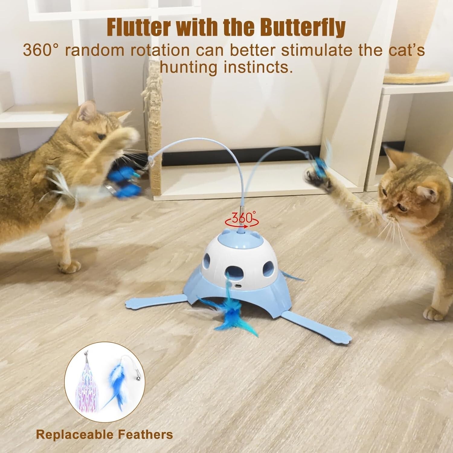 Multi-Cat Friendly Automatic Cat Toy: Whack-a-Mole, Butterfly, Feather Action