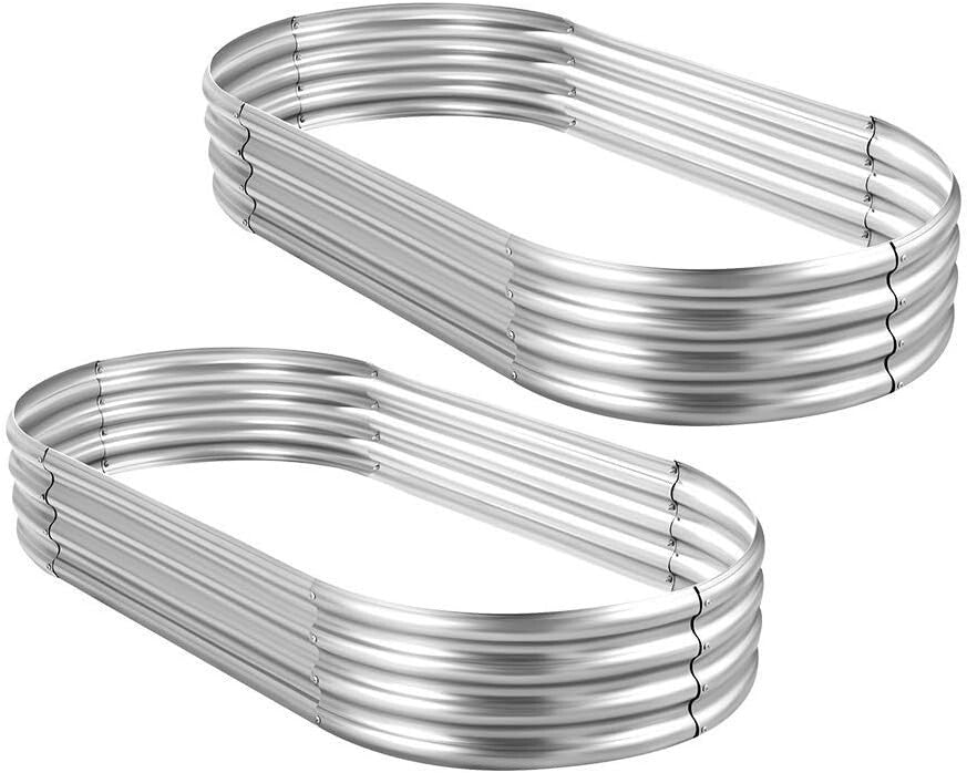 Durable Galvanized Steel Raised Garden Bed Set, 8x4x1 ft for Vibrant Vegetables