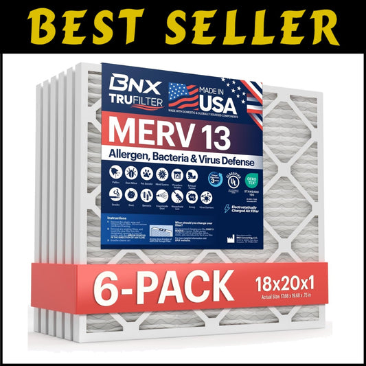 TruFilter MERV 13 Electrostatic Air Filters for Home & Office - 6-Pack 18x20x1