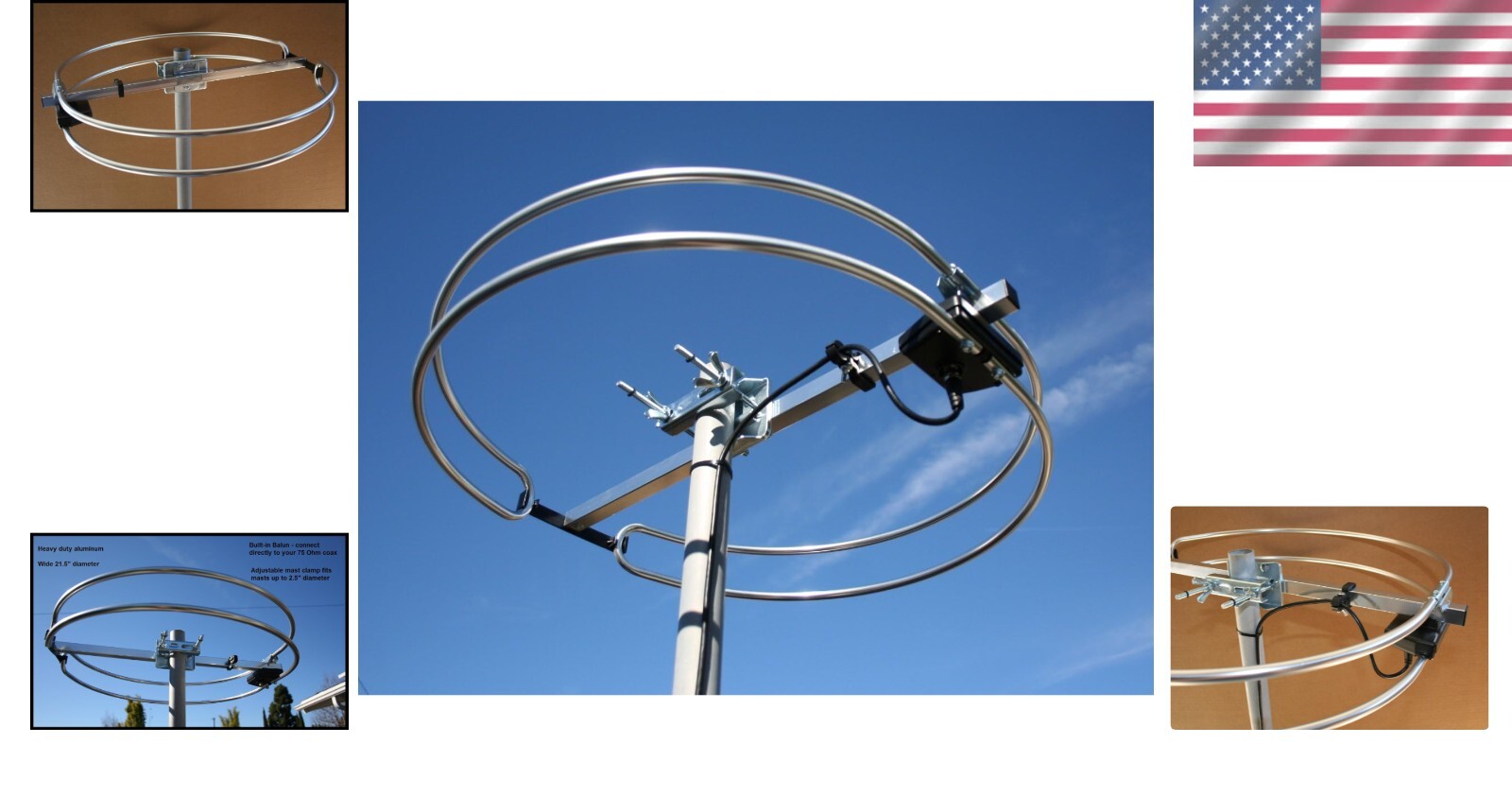 Durable Aluminum FM Loop Antenna for Superior Analog and Digital Signals