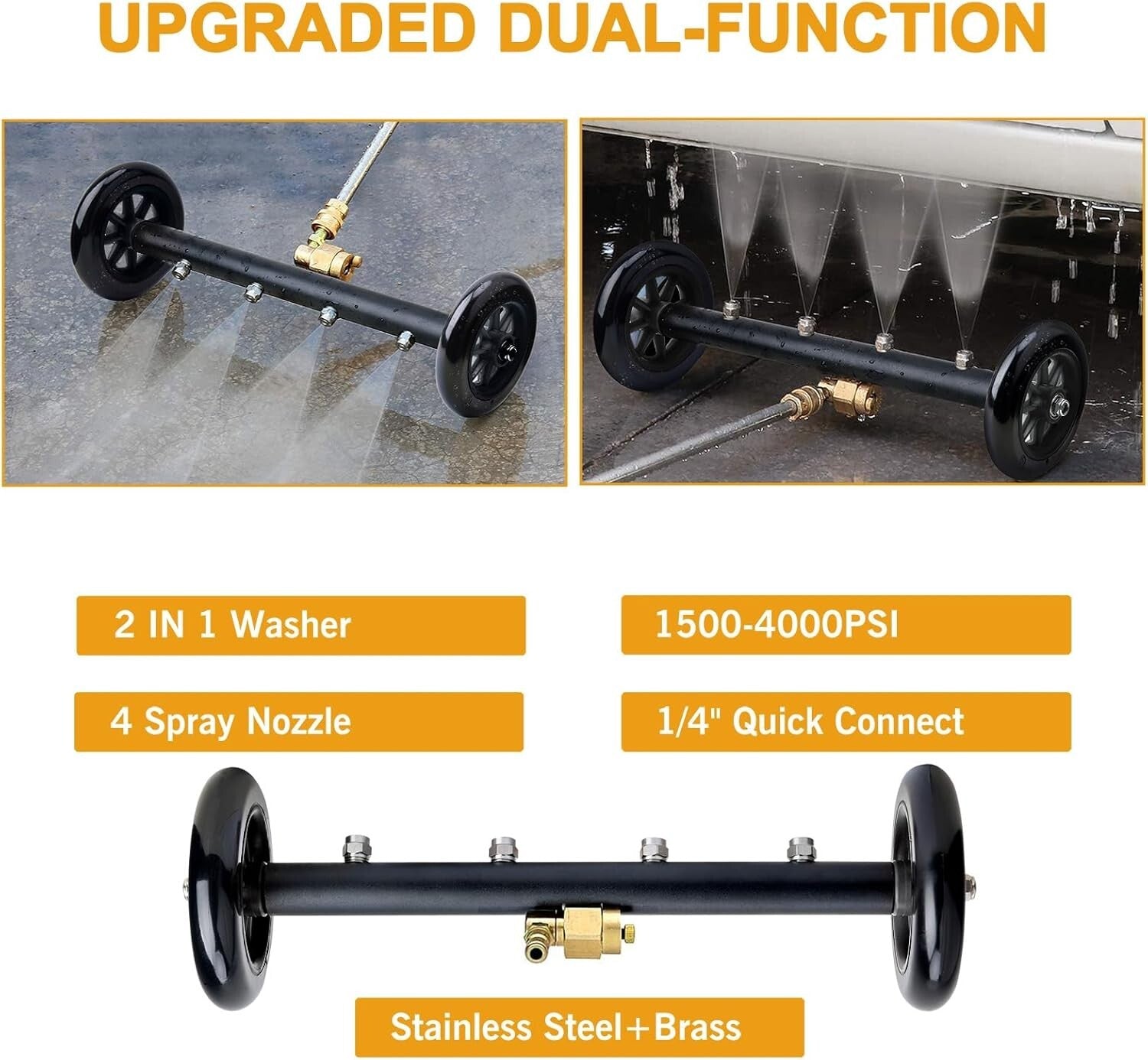 16” Pressure Washer Attachment for Undercarriage Cleaning – 4000 PSI Performance
