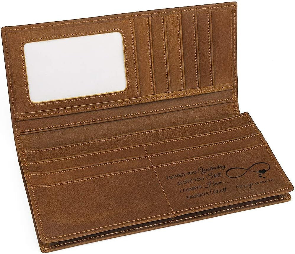 Luxury Engraved Long Wallet for Men - Personalized Gifts for Fathers and Sons