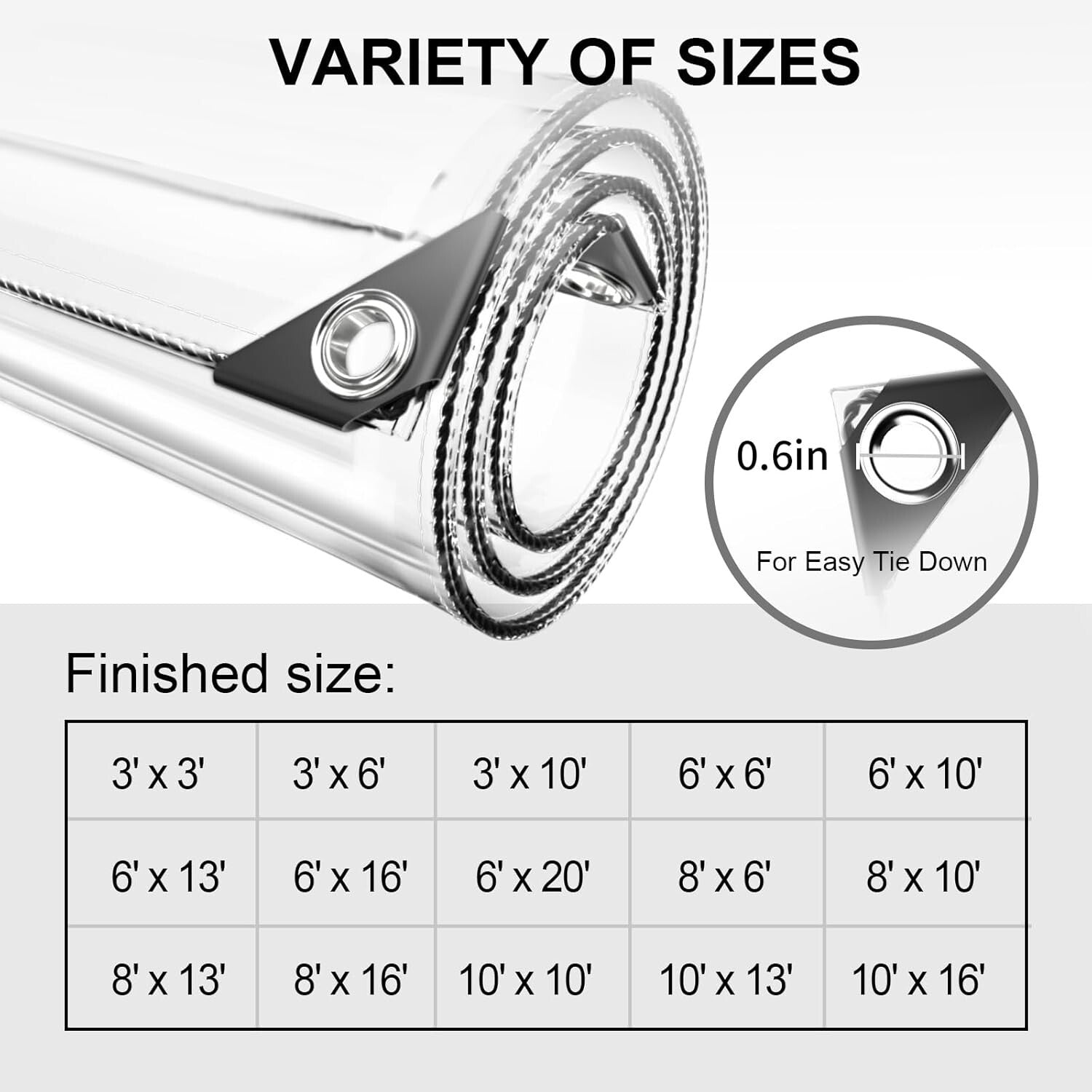 Multi-Purpose Clear Waterproof Tarp 6x20 ft - Perfect for Camping & Greenhouses