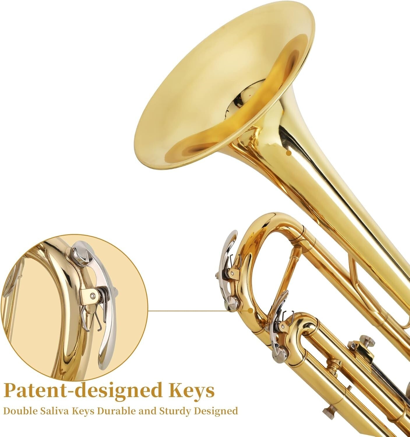 Lightweight Gold Bb Trumpet with 7C Mouthpiece - Ideal for Music Students