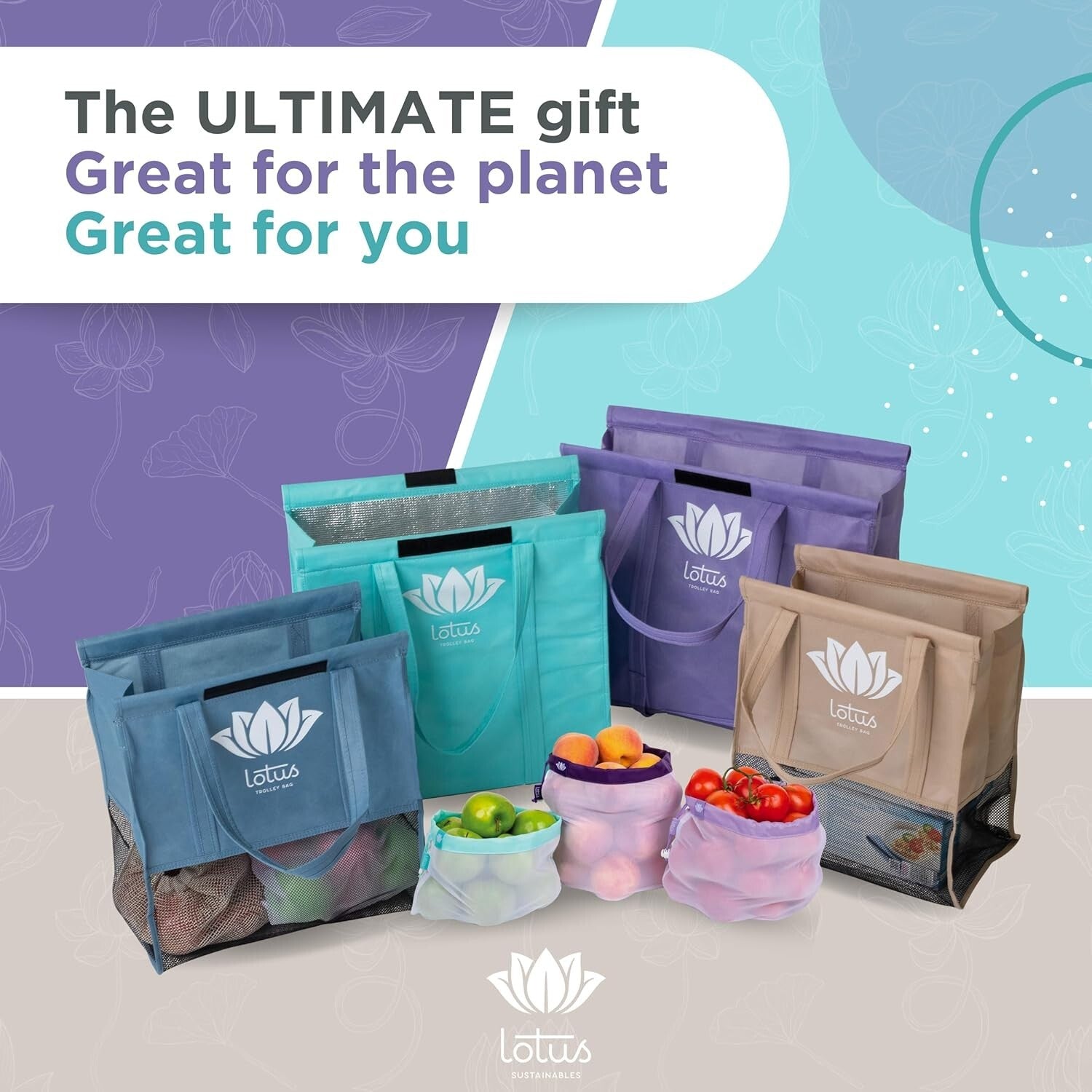 Set of 4 Vibrant Insulated Grocery Bags with Egg & Wine Holder - Eco-Friendly