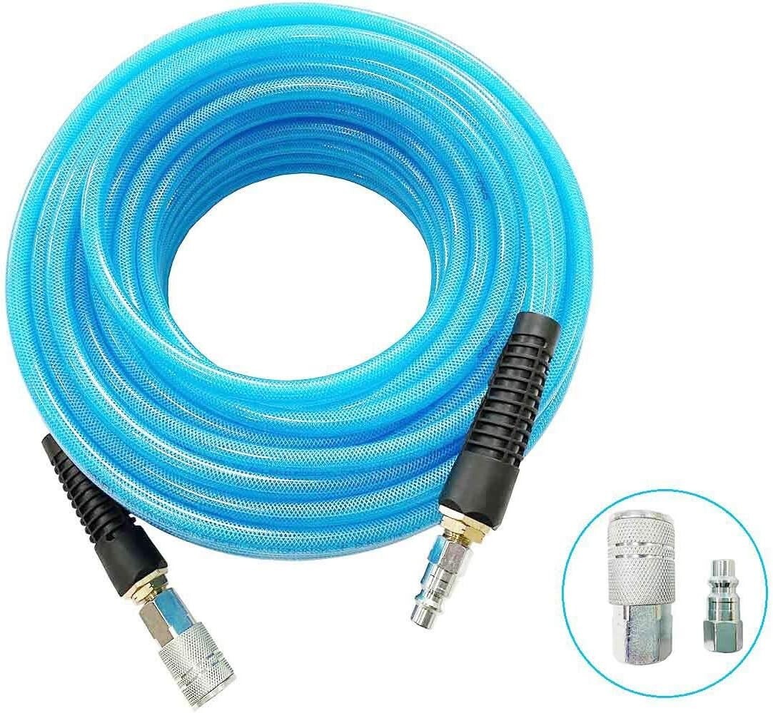 Durable 50ft PU Reinforced Non-Kinking Air Hose with Brass Quick Coupler