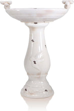 Load image into Gallery viewer, 25" Antique Ceramic Birdbath with Bird Figurines - Rustic Outdoor Décor