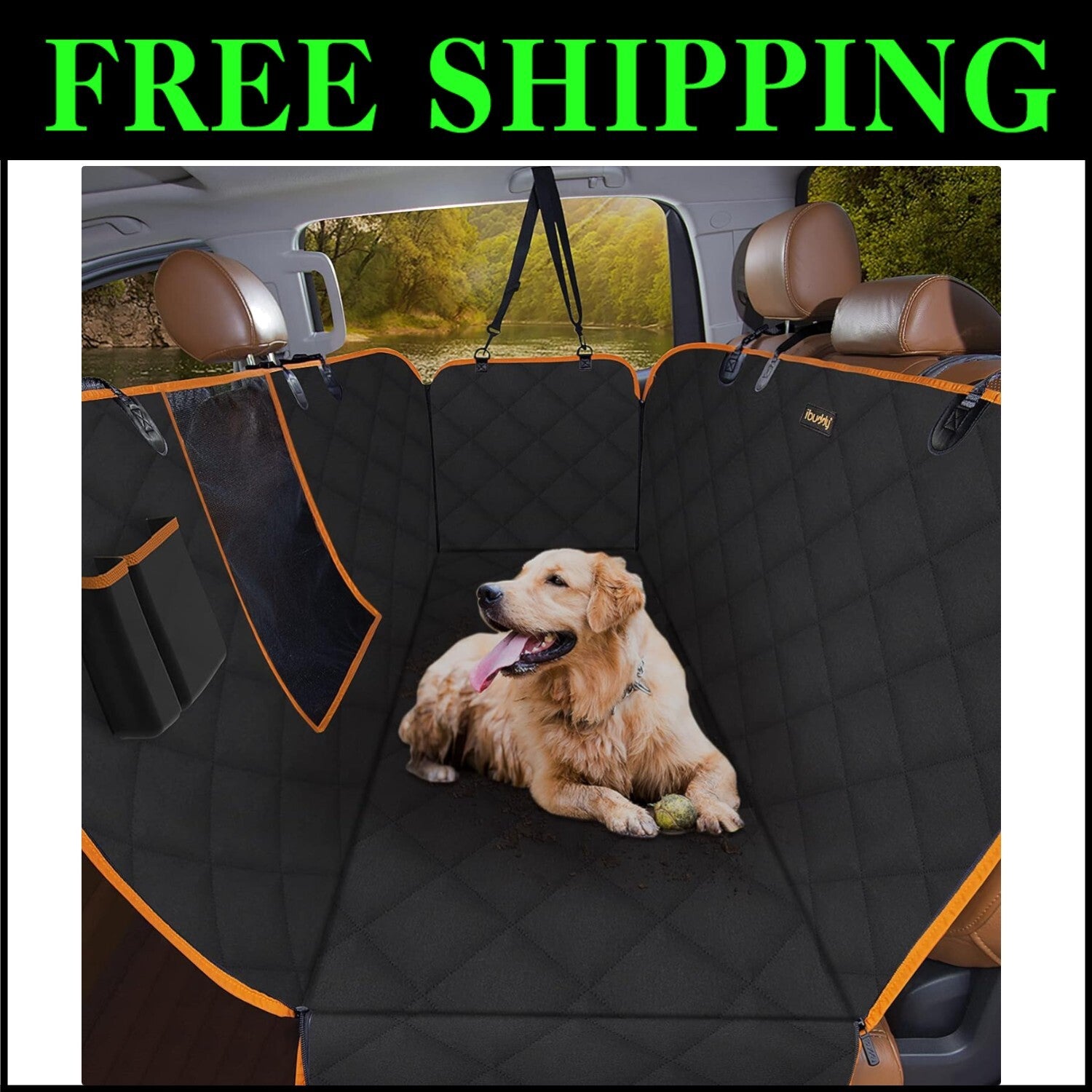 Convertible Dog Seat Cover for Trucks - Protects with Quick-release Clips