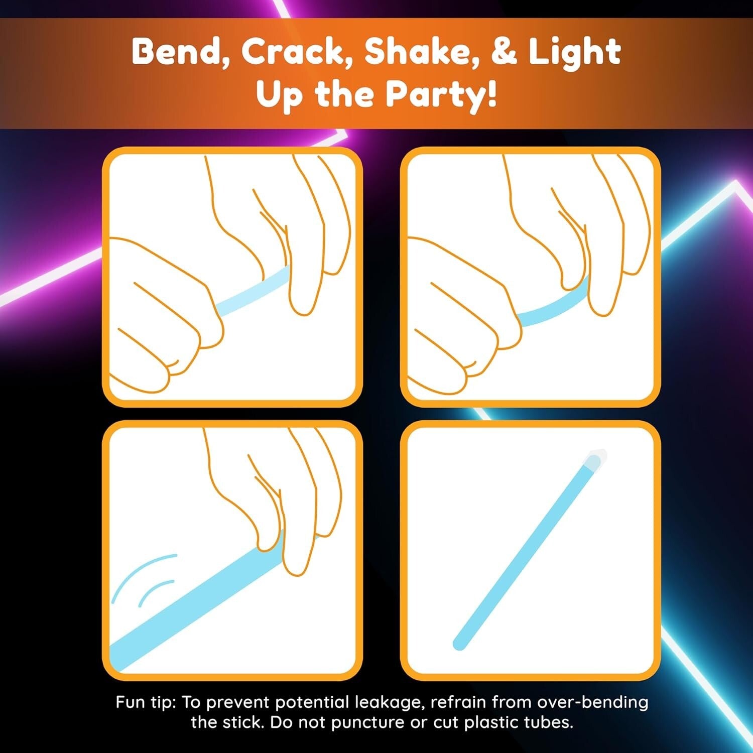 Glow in The Dark Sticks 100 ct - Vibrant 6" Party Pack with Lanyards & Caps