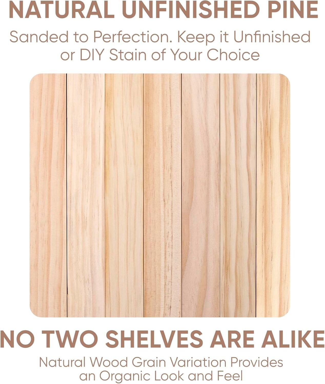 48 Inch Durable Floating Shelves for Wall - Modern Pine Wood Styling