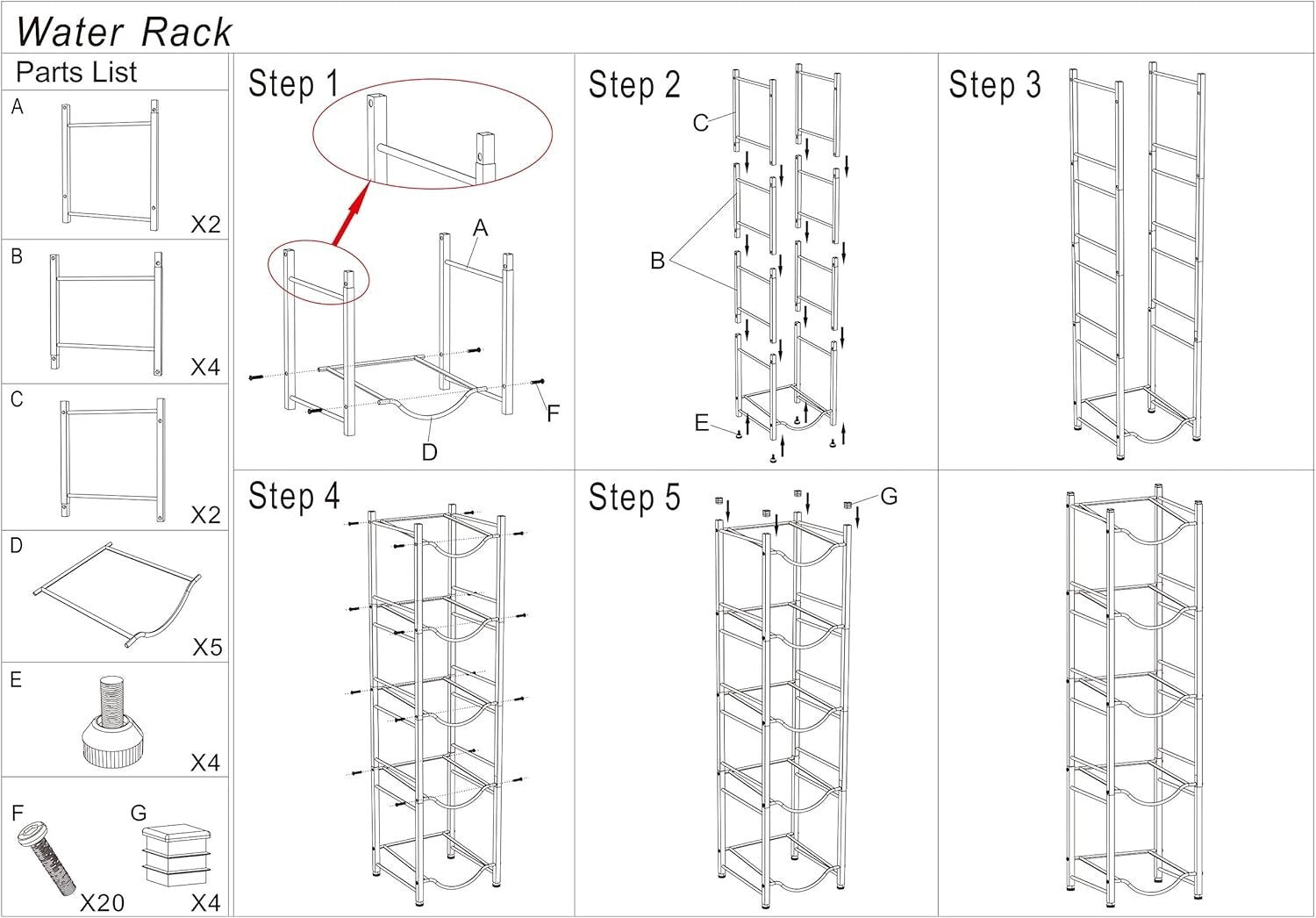 Detachable 5-Tier Copper Water Jug Holder - Easy Assembly and Stylish Storage