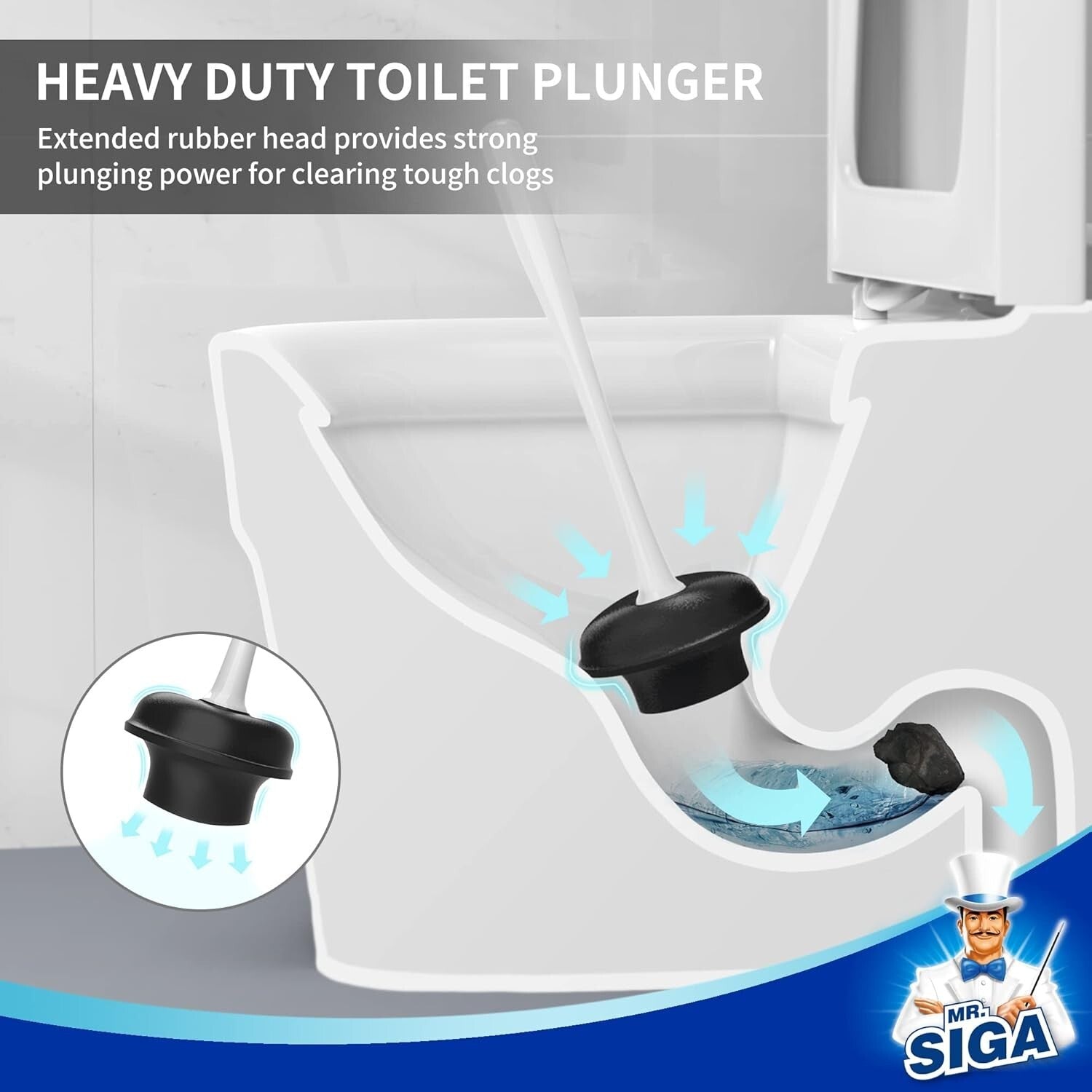 Compact White Toilet Cleaner Set with Plunger, Brush, and Storage Holder