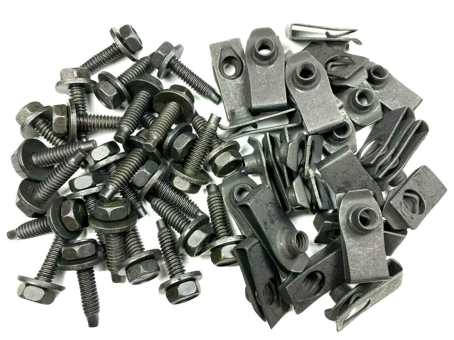 Rust-Resistant Body Bolts & U-Nut Clips - Black Phosphate, 1/4-20 x 1, 50 Pieces