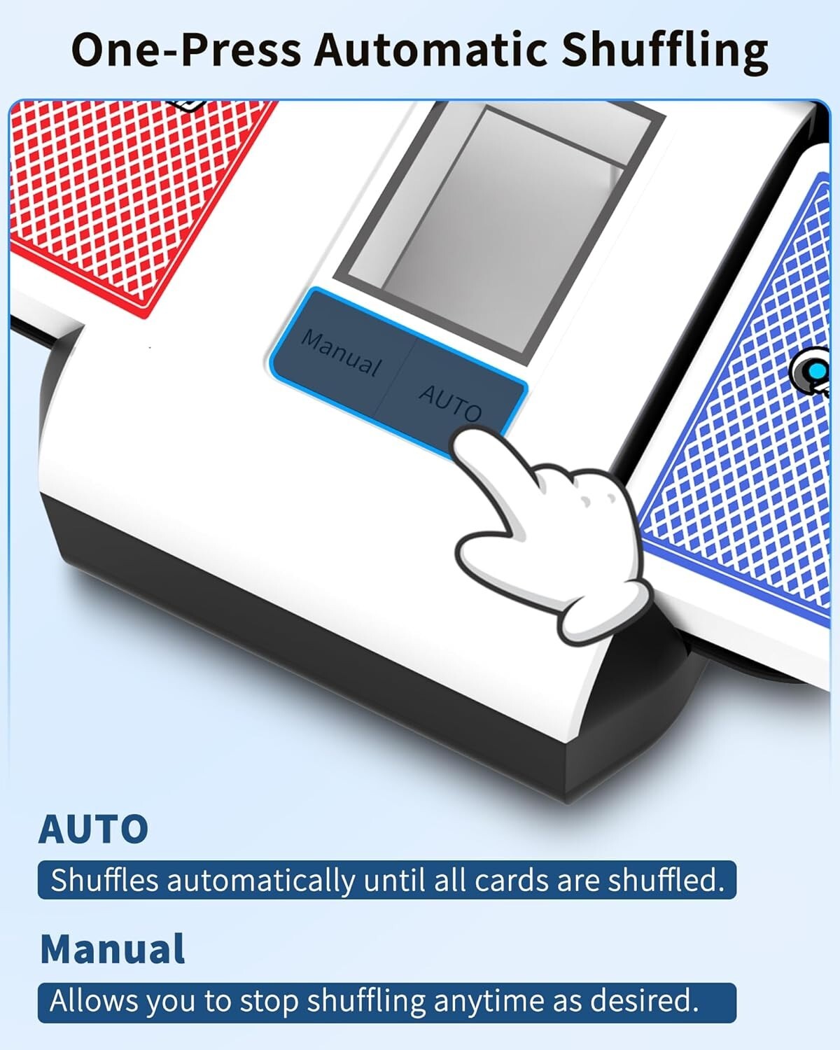 Compact Electric Card Shuffler with Auto & Manual Modes - Ideal for Poker & More