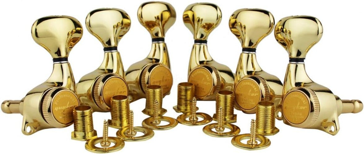Golden Guitar Locking Tuners 3L + 3R - Precision Tuning Key Pegs for All Styles