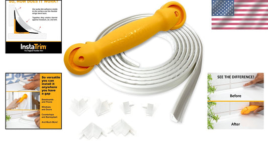10ft Premium White Caulk Strip Bundle - Mess-Free Application for Home Projects