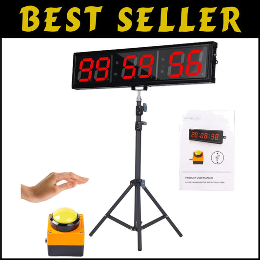 Large LED Gym Timer with Interval Programming & Adjustable Height - 11 lb Model