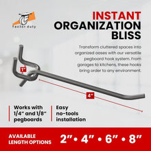 Load image into Gallery viewer, 200 Pack 4-Inch J-Style Pegboard Hooks - Rust-Resistant Steel Storage Solution