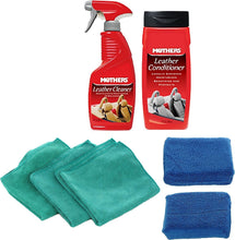 Load image into Gallery viewer, Quick Leather Cleaning Kit: 2 Bottles, 2 Microfiber Sponges &amp; Applicator Towels