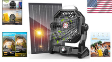 Load image into Gallery viewer, Portable 9-Inch Solar Fan with Adjustable Height &amp; Bladeless Design for Outdoors