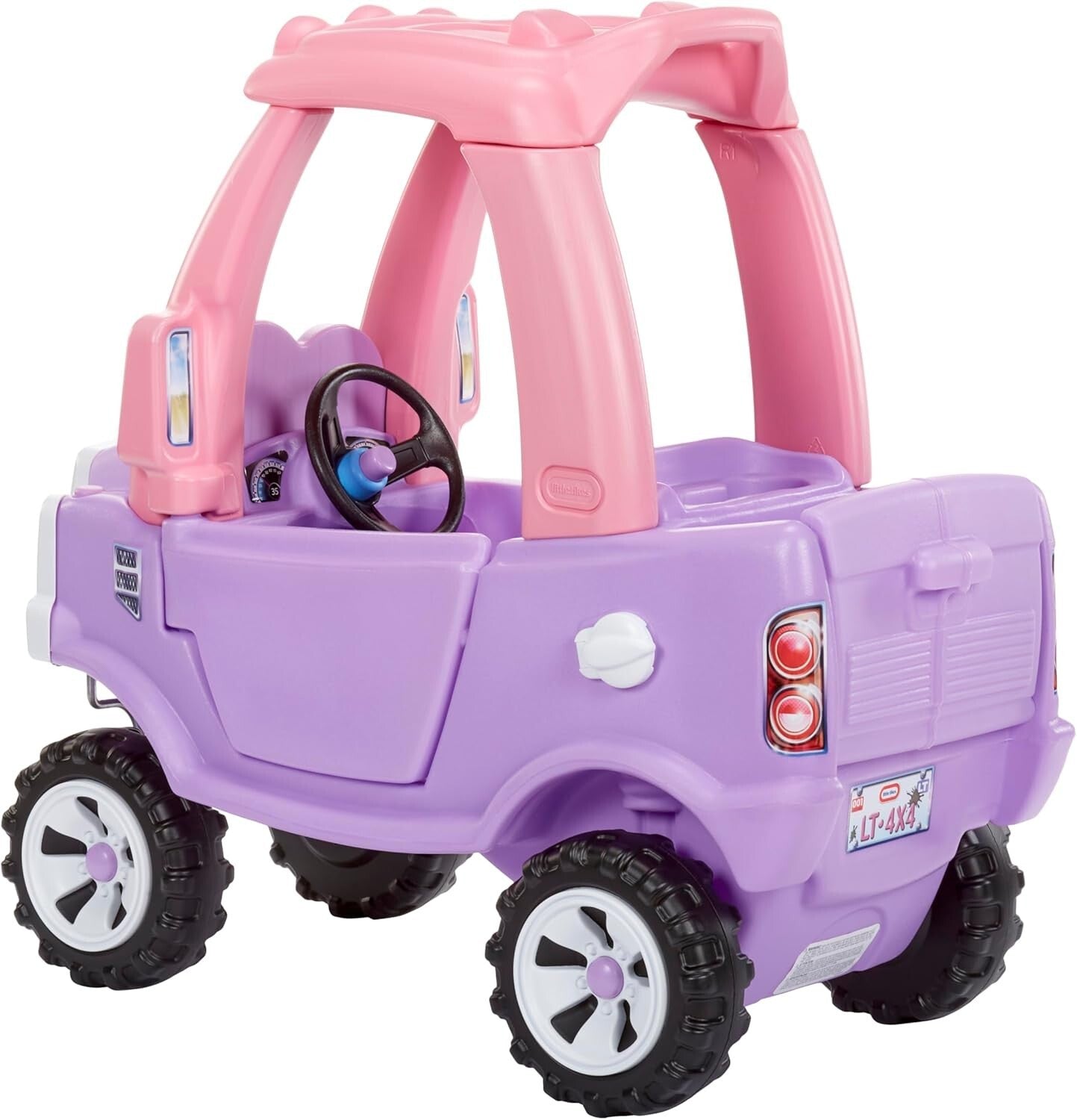 Girls' Cozy Ride-On Pink Truck with Push Handle and Rugged Wheels, 35.1x17.94in