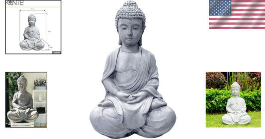 Calming 25.6" Freestanding Sitting Buddha Statue - Perfect Garden Centerpiece