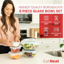 Load image into Gallery viewer, Versatile 5-Piece Glass Bowls with Locking Lids for Meal Prep &amp; Storage