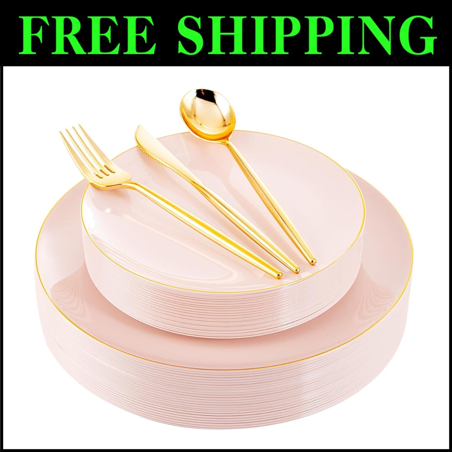 Stylish Pink Plastic Plates with Gold Embellishment - Ideal for Parties & Events